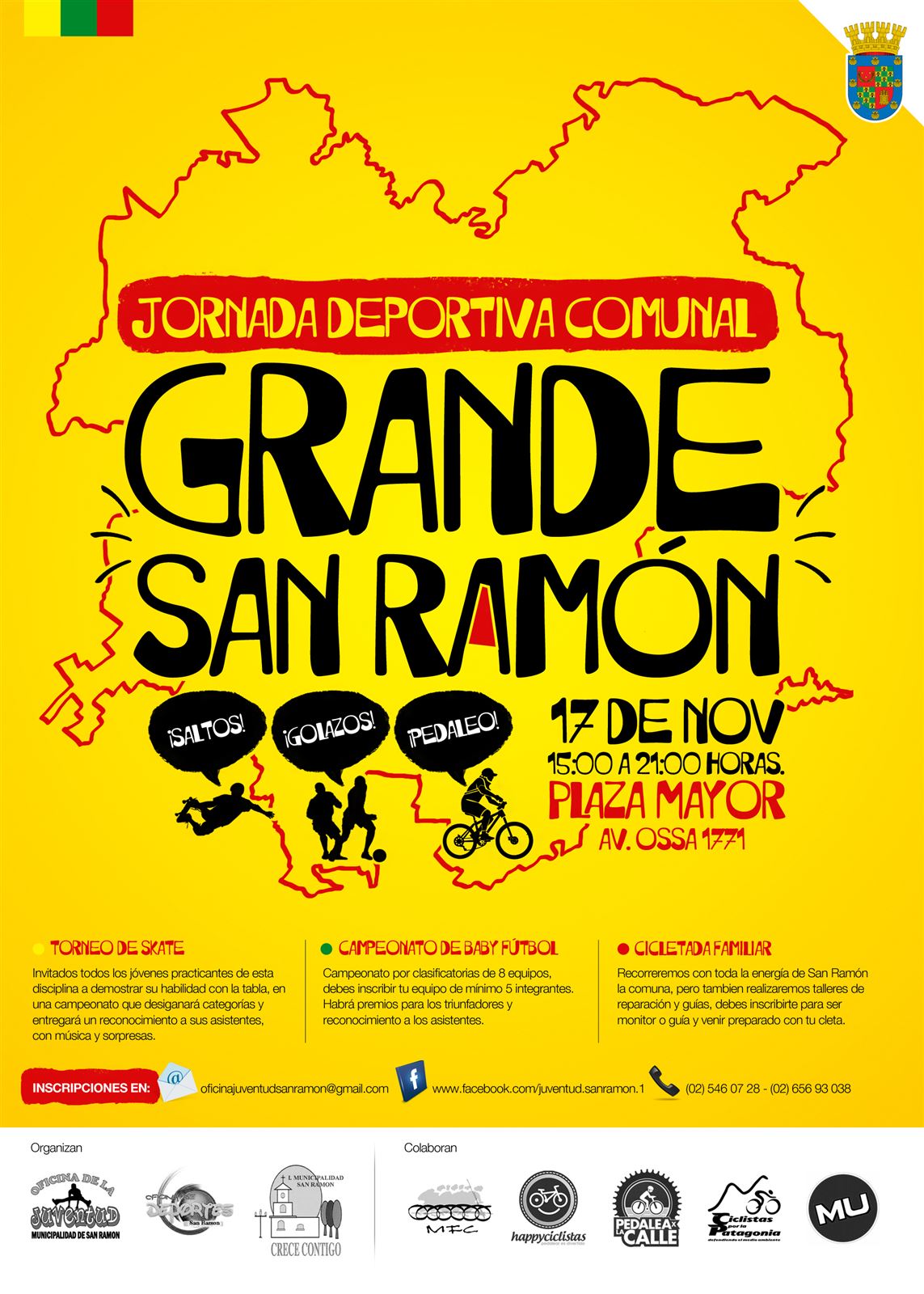 Flyer Grande San Ramón: cicletada y jornada deportiva