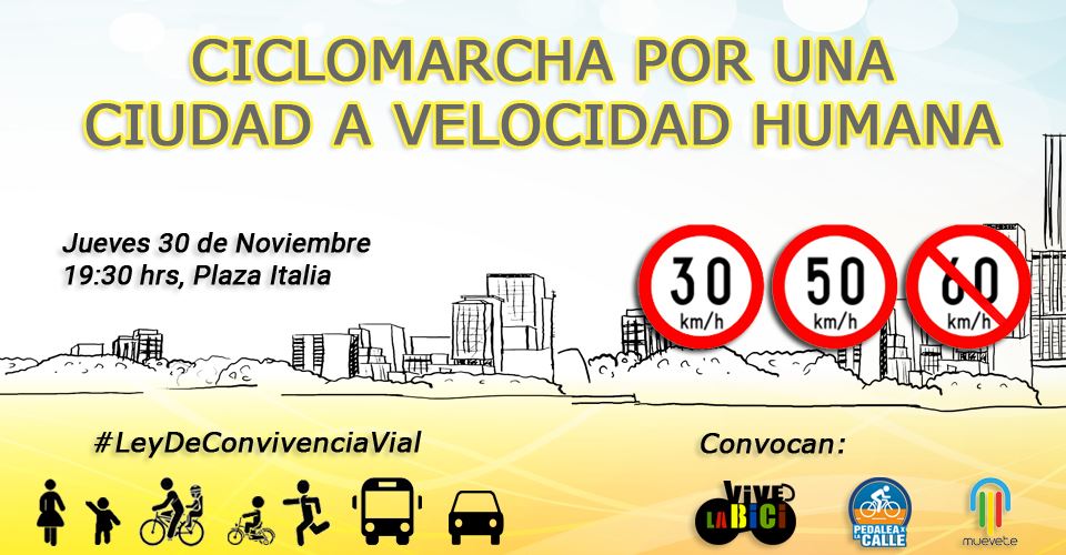Flyer Ciclomarcha por una ciudad a velocidad humana, noviembre 2017