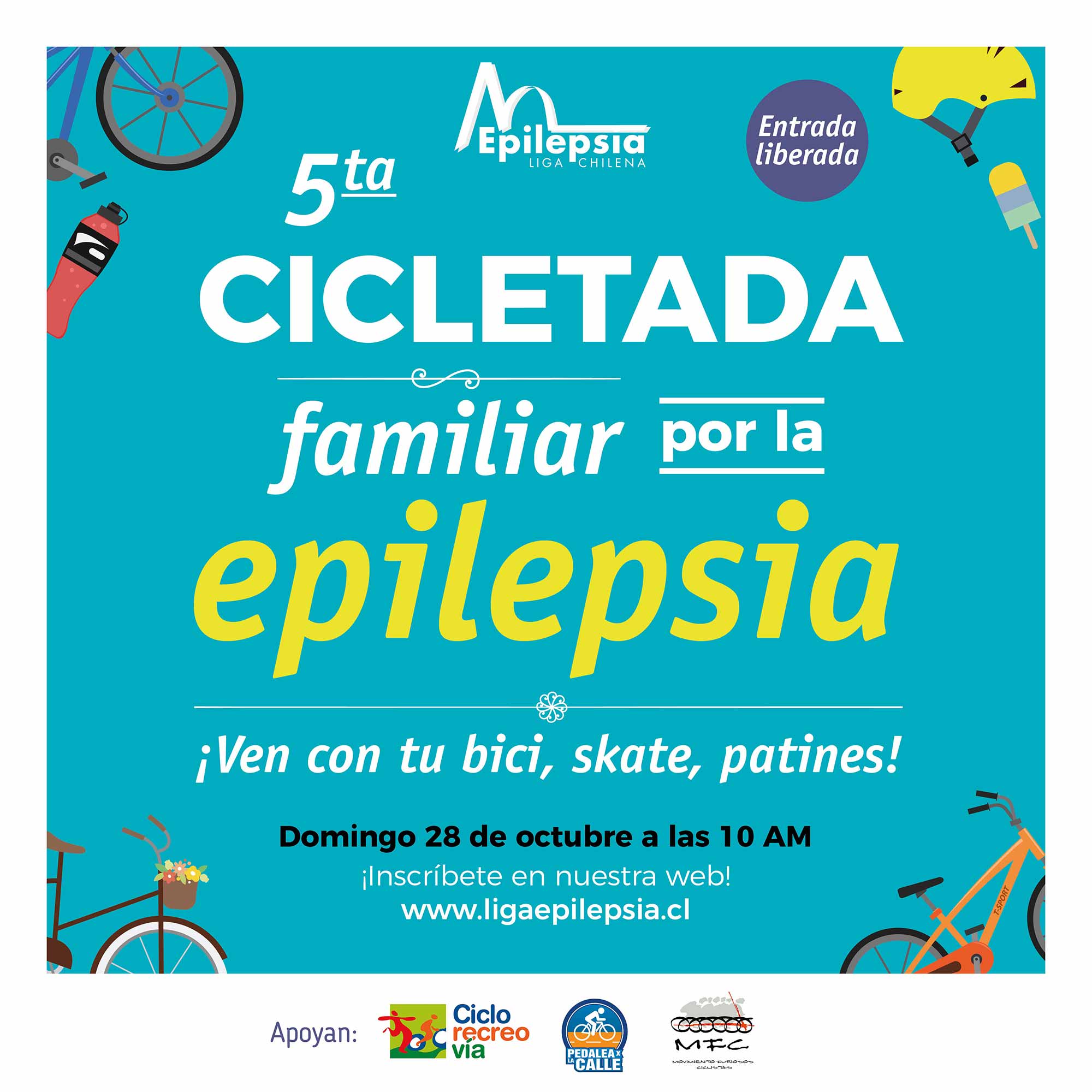 Flyer 5ta Cicletada Familiar por la Epilepsia, 2018
