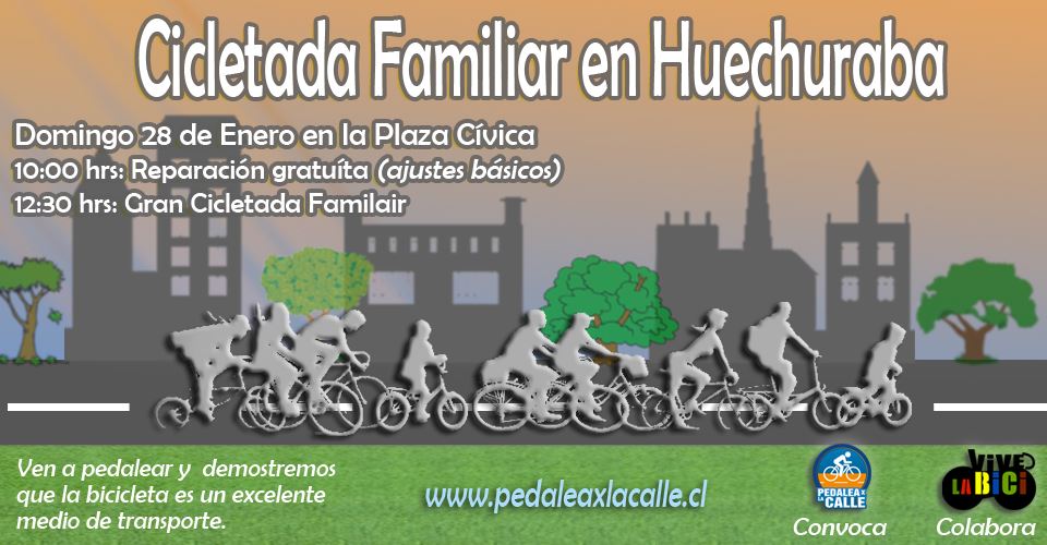 Flyer Cicletada Familiar en Huechuraba, enero 2018