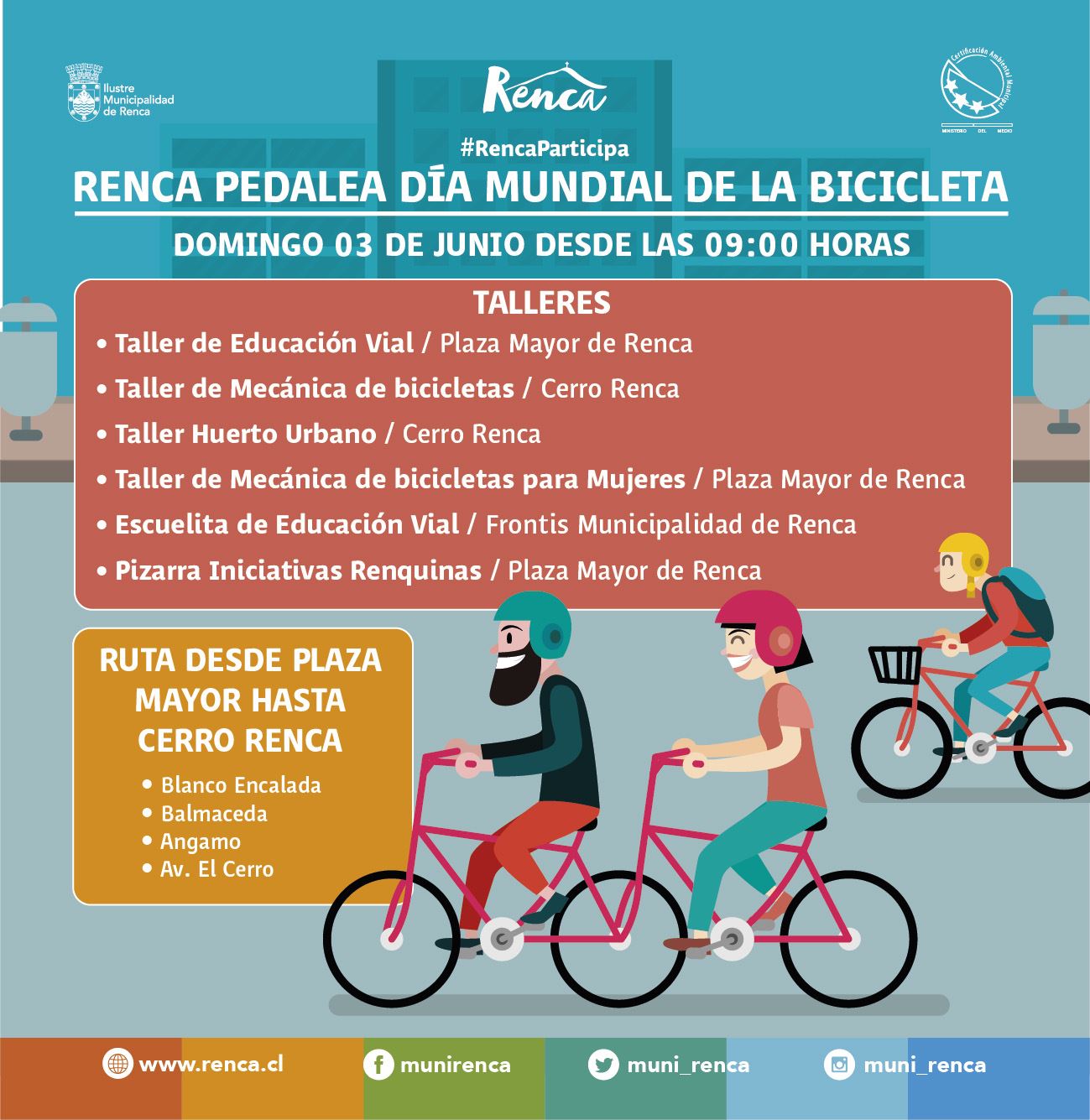 Flyer Día Mundial de la Bicicleta en Renca, 2018