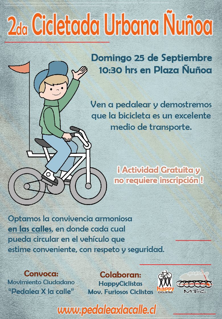 Afiche de la Cicletada Urbana Ñuñoa, septiembre 2011