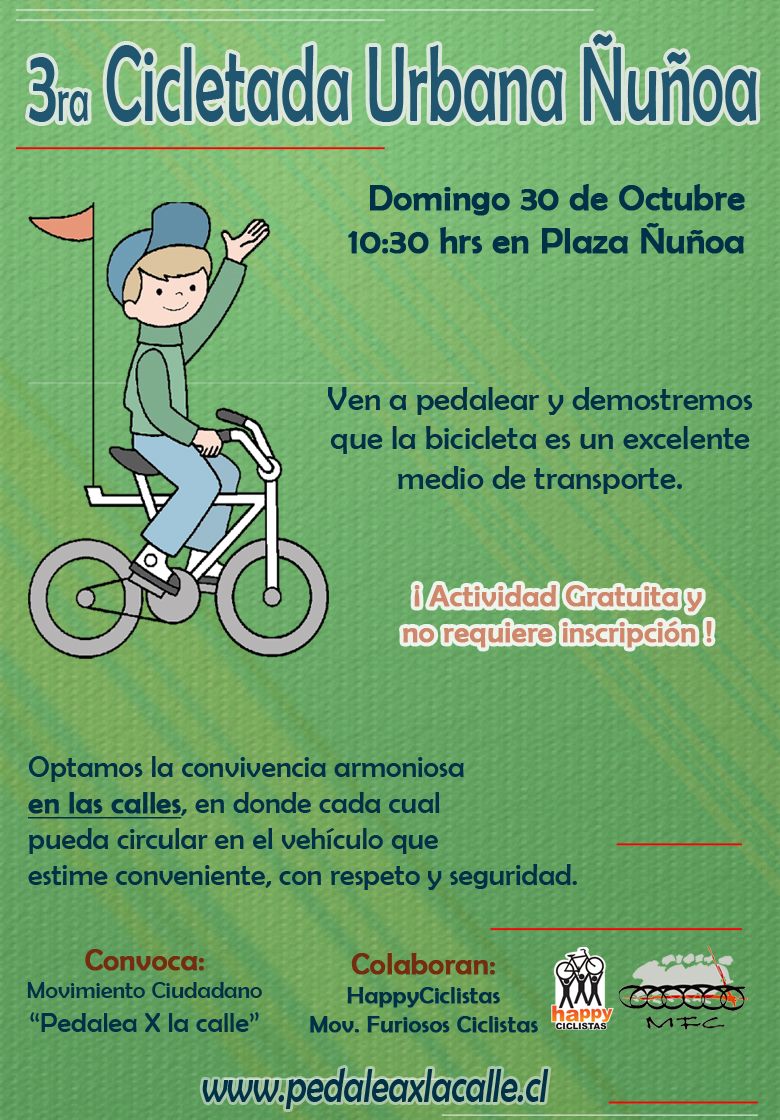 Afiche de la Cicletada Urbana Ñuñoa, octubre 2011