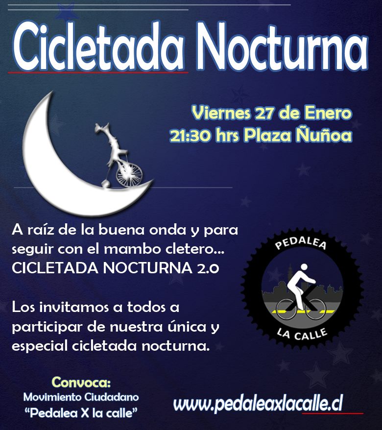 Afiche de la Cicletada Nocturna, enero 2012 (variante)