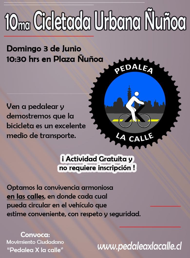 Afiche de la Cicletada Urbana Ñuñoa, mayo 2012