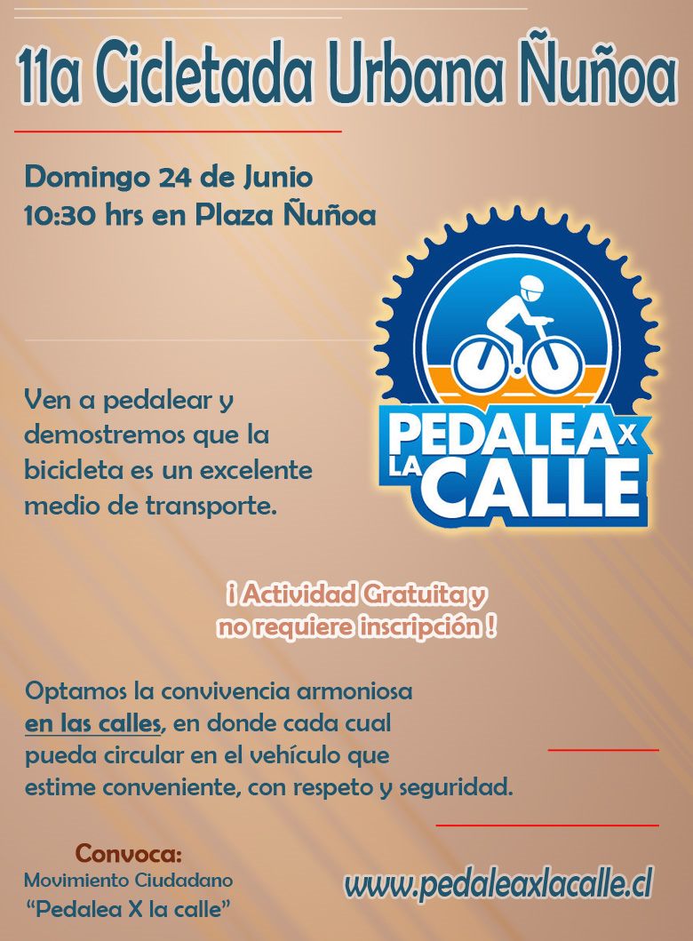 Afiche de la 11ª Cicletada Urbana Ñuñoa, junio 2012