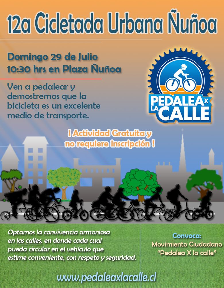 Afiche de la Cicletada Urbana Ñuñoa, julio 2012