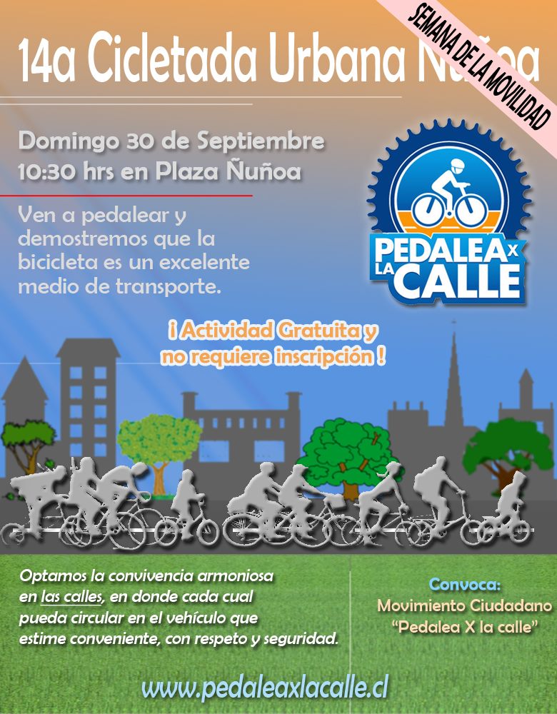 Afiche de la Cicletada Urbana Ñuñoa, septiembre 2012