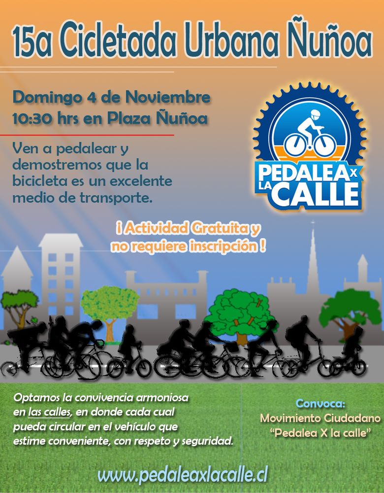 Afiche de la Cicletada Urbana Ñuñoa, octubre 2012