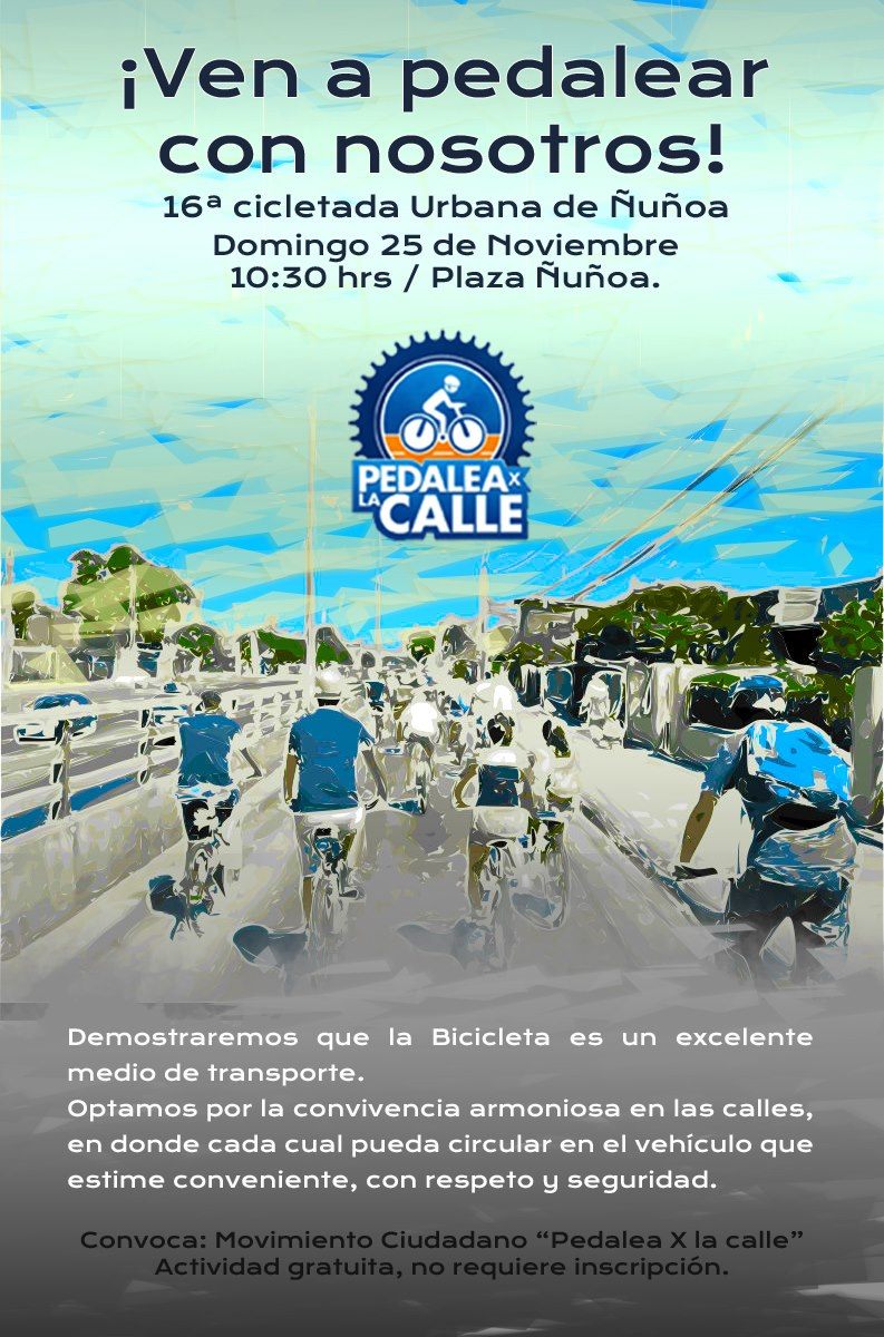 Afiche de la Cicletada Urbana Ñuñoa, noviembre 2012