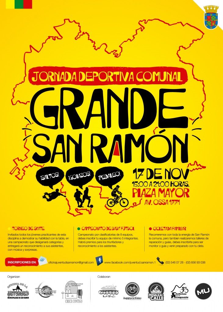 Afiche de la cicletada y jornada deportiva Grande San Ramón, noviembre 2012