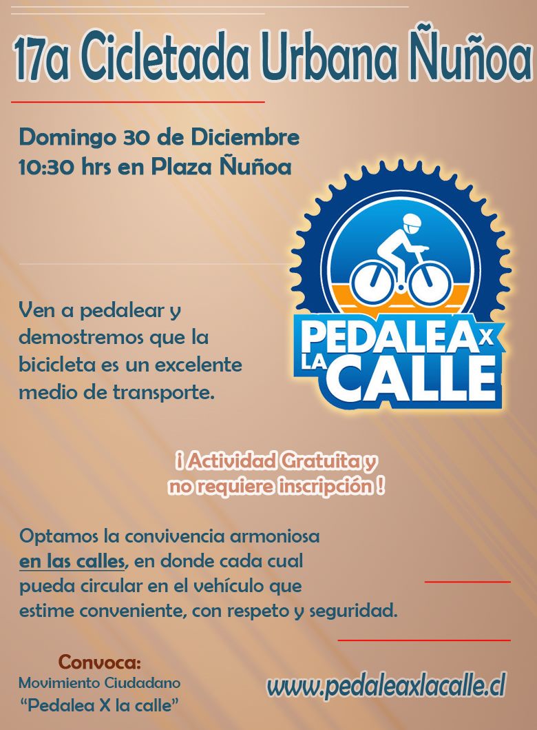 Afiche de la 17ª Cicletada Urbana Ñuñoa, diciembre 2012