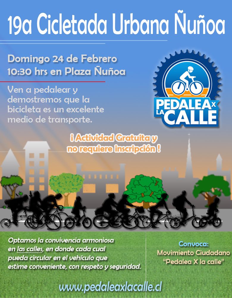 Afiche de la Cicletada Urbana Ñuñoa, febrero 2013