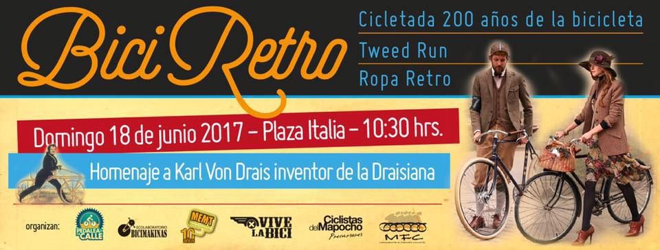 Afiche de BiciRetro · Cicletada 200 años de la bicicleta, junio 2017