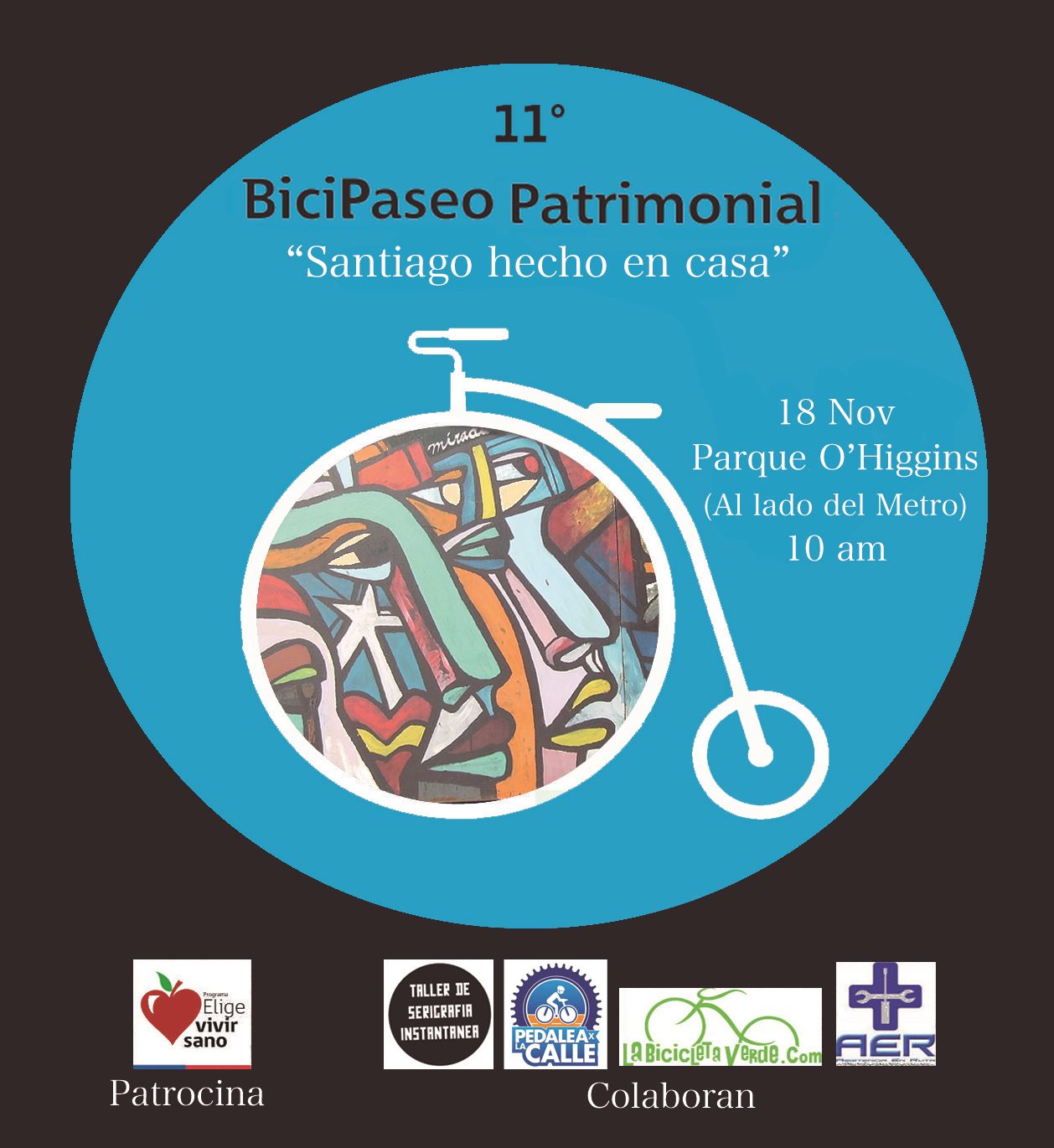 Afiche del 11° BiciPaseo Patrimonial «Santiago hecho en casa»